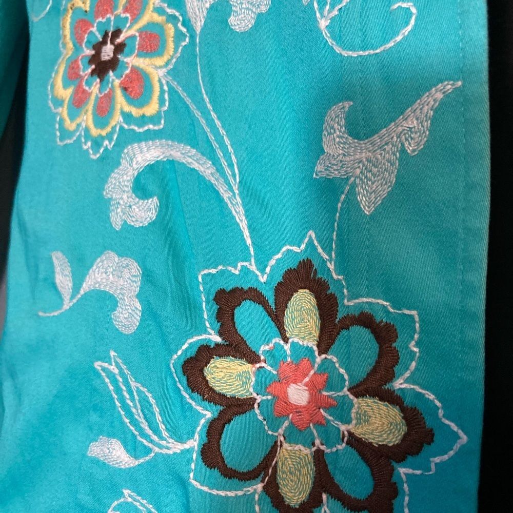 Birch Hill turquoise Embroidered Women's Blazer - Picture 5 of 7